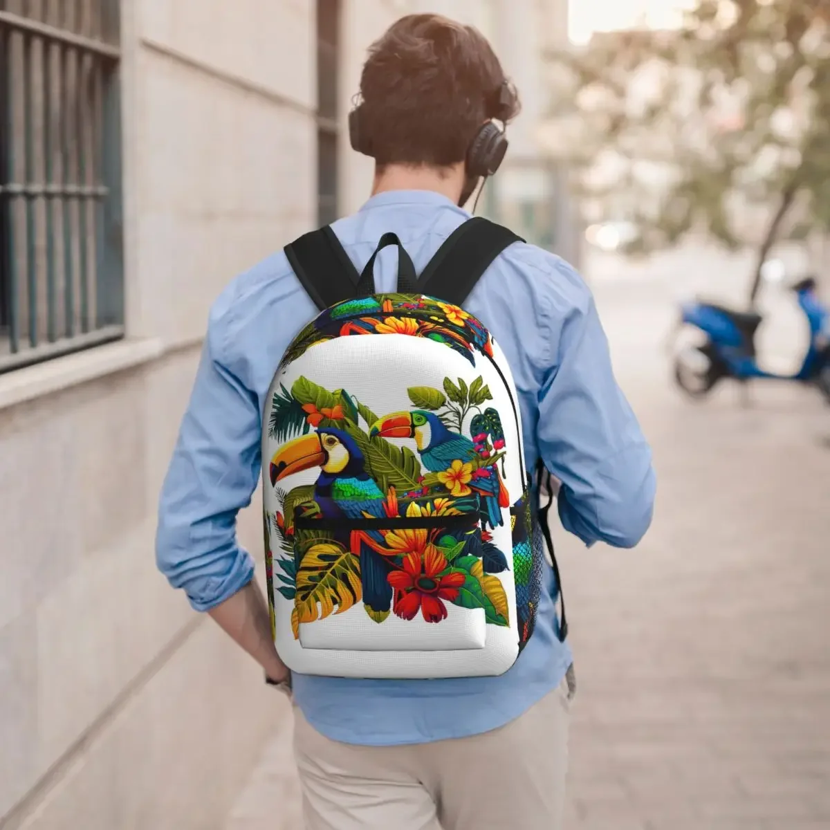 Vibrant Tropical Parrot Toco Toucan Backpack Student BookBag Children School Bag Laptop Shoulder Bags for Men Women