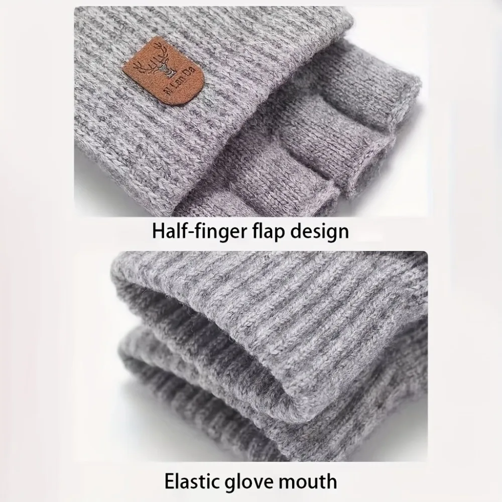 Теплые перчатки с сенсорным экраном и полупальцами — дышащая трикотажная эластичная посадка для езды на велосипеде, пеших прогулок и холодной погоды на открытом воздухе