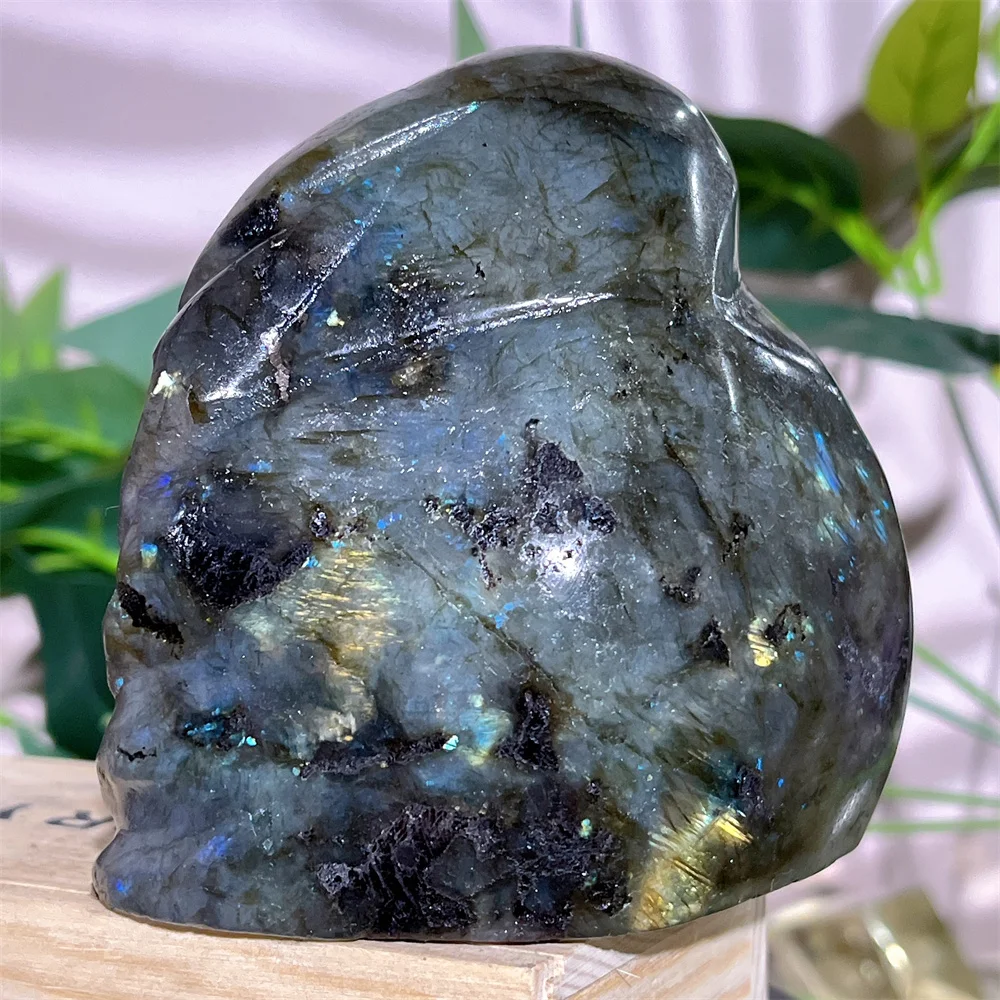 Labradorite Skull Carving Crystal Natural Flash  Handmad Carving Spiritual Minerals Feng Shui Reiki Stone Quartz Home Decoration