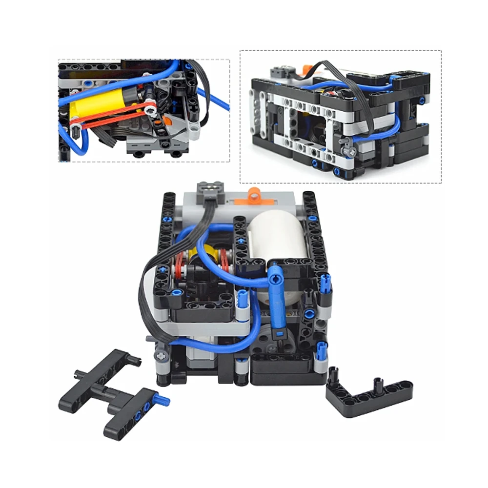 Technical Pneumatics Part Set MOC Automatic Motorized Compressor Building Blocks Model with M Motor Airtank Push Rod Battery Box