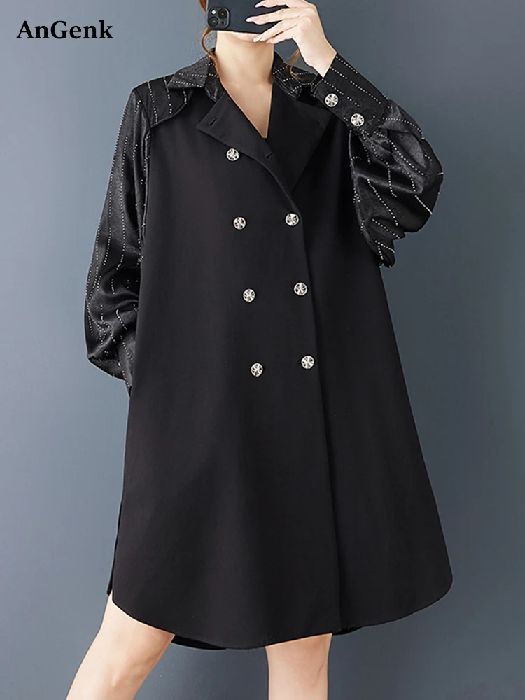 

Большой лоскутный длинный плащ для женщин, новый повседневный свободный винтажный модный верхняя одежда, кардиган, весна-осень 2025