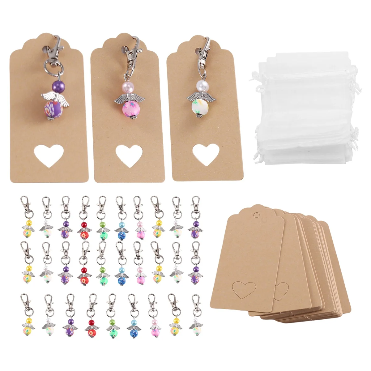 Pendentif ange panoramique avec sac en organza, pendentif angle avec étoile, porte-clés, cadeaux invités chanceux, mariage, filles