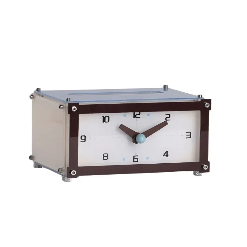 High-value desktop clock, bedside creative tissue box, small clock ornament, clock pendulum, desktop ornament to watch the time
