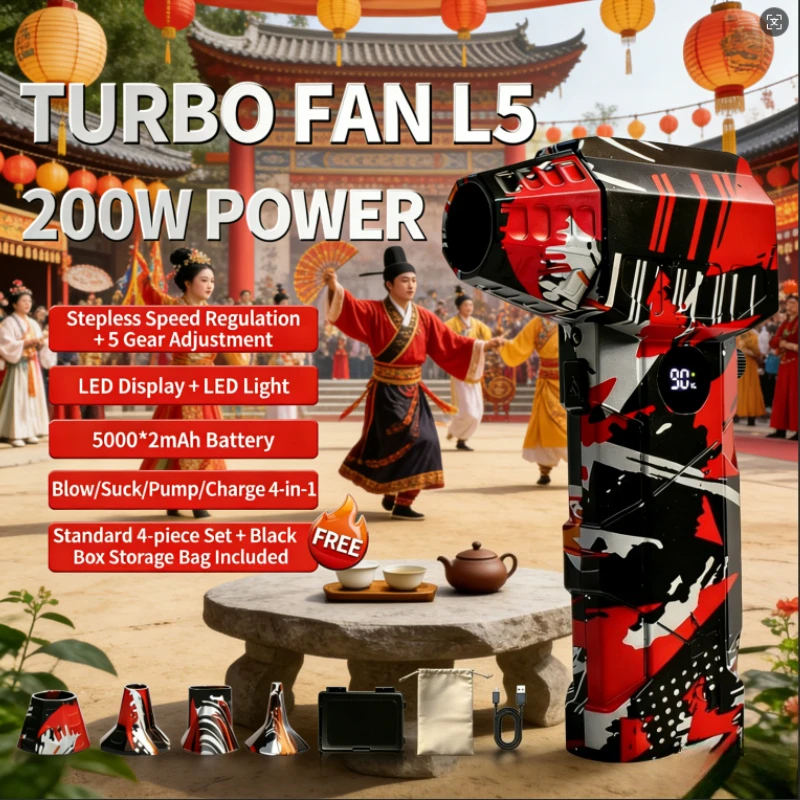 

CleanJet Air Blower 125000RPM Strong Turbo Fan Office & Home Dust Blowing Cleaner Type-C Rechargeable Portable Handheld Dryer