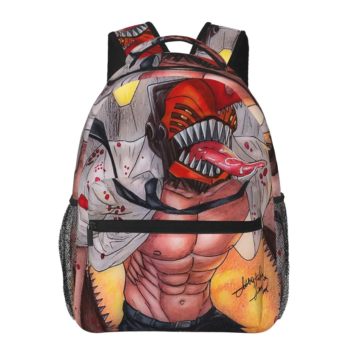 Shark And Denji Chainsaw Man Anime Student Backpack School Bag Hiking Travel Daypack for Men Women Fashion Bookbag Shoulder Bags