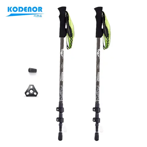 2pcs 워킹 스틱 탄소 지팡이 3 섹션 63-135cm EVA 스트레이트 그립 핸들 Alpenstocks 야외 하이킹 등산