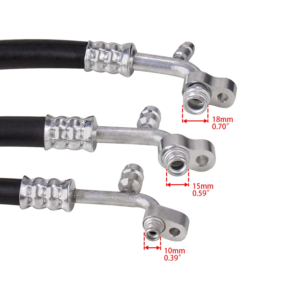두꺼운 벽 A/C 호스 어셈블리, 서비스 포트 압축기 라디에이터 호스 AC 가스 파이프 포함, R134a 90 ° 바브 피팅 너트, #6 #8 #10