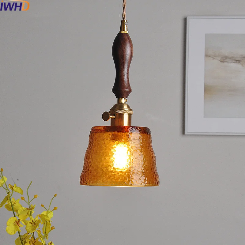 

IWHD Amber Pendant Light Fixtures Nordic Modern Copper Home Loft decor Bedroom Kitchen Dining room Hanging Lamp Luminaire