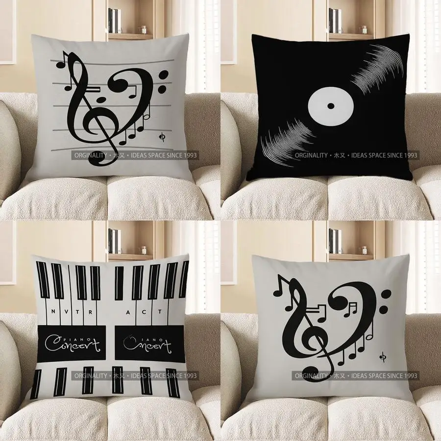 

Home Decor Music Notes Design Pillow For Cozy Home Pattern Cushion Cover Suitable For Sofa Bedroom Car Pillow Cover