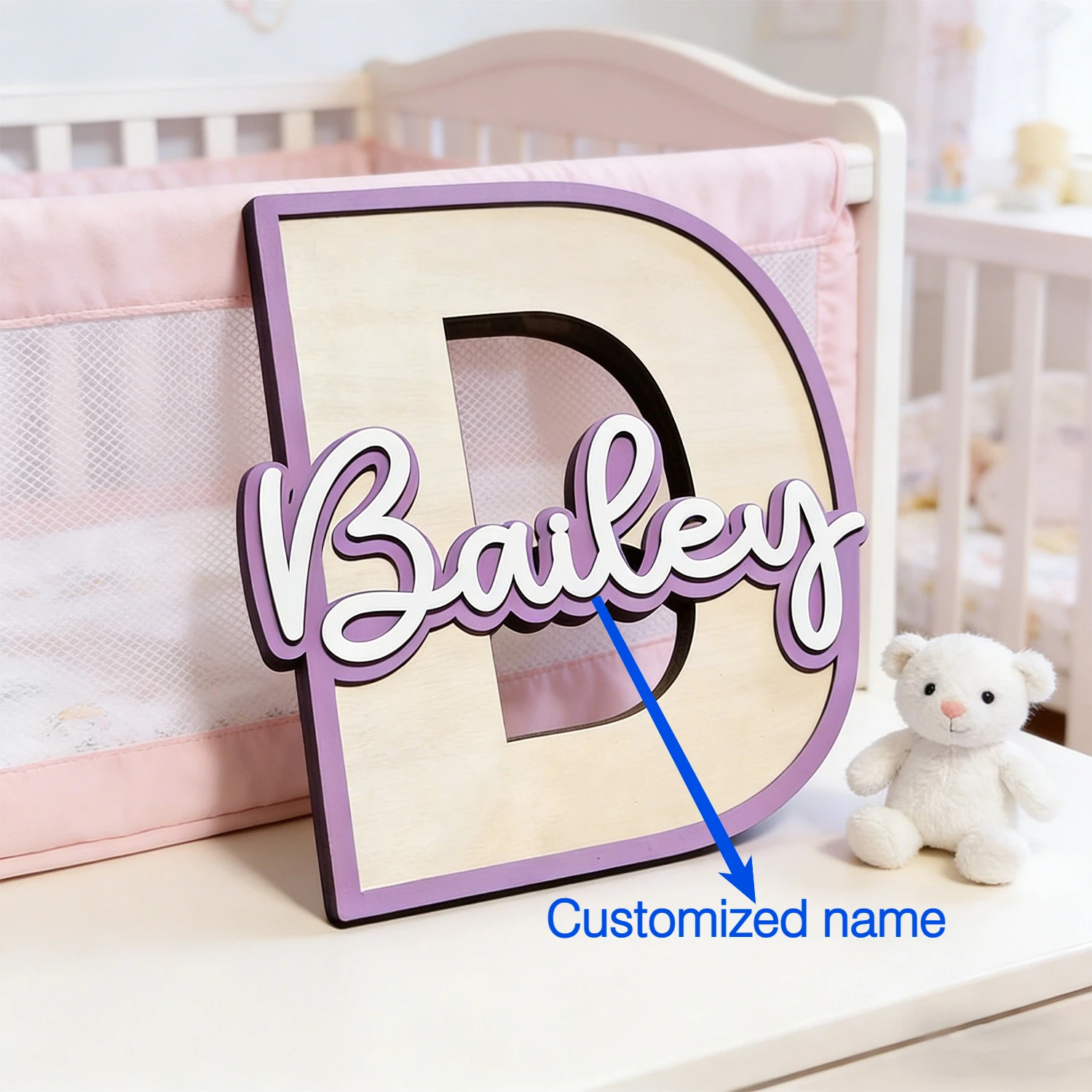 1pc Multi-layer Wall Wooden Decorative Plaque, Customizable Name, Suitable for Parties, Weddings, and Special Occasions