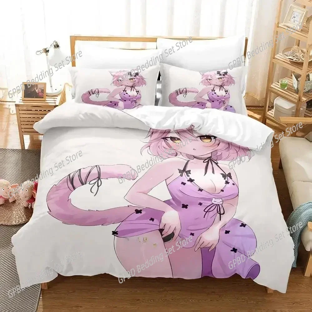 

New Anime Kawaii Girls Nyatasha Nyanners 3D Bedding Set Duvet Cover Pillowcases Single Twin Full Queen King Size Home Decor Quil