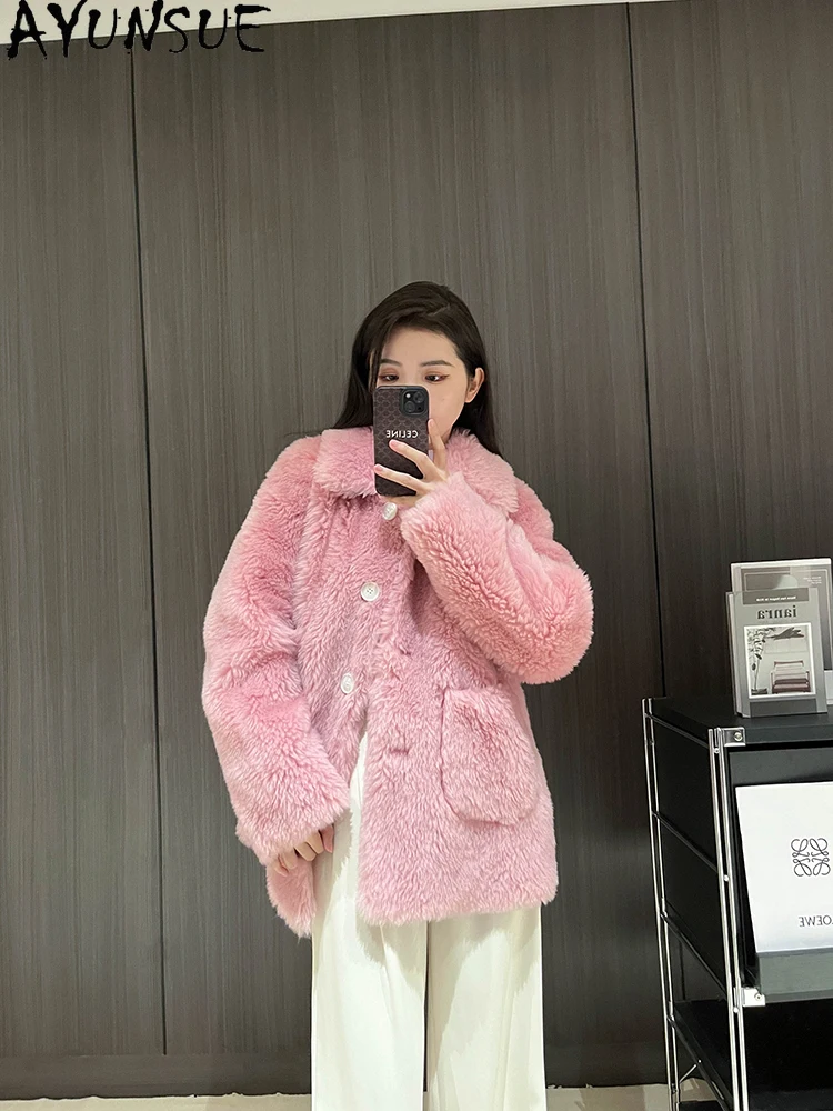 AYUNSUE Natürliche Wolle Partikel Jacken für Frauen Mode Pelz Jacke Frau Kleidung Herbst Winter Neue in Outer Abrigo Mujer