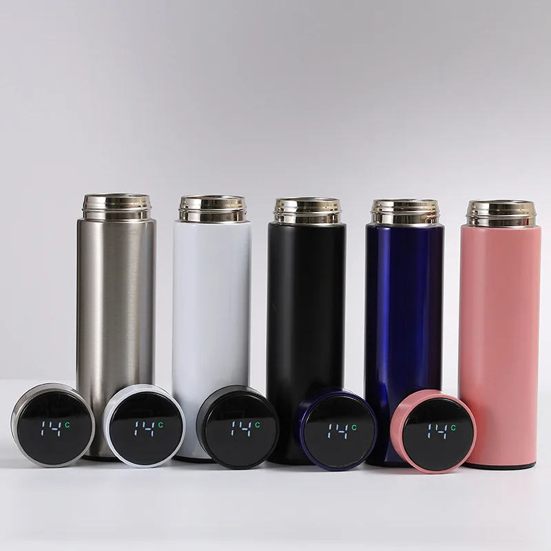 Smart Thermal Water Bottle,Double-Layer Stainless Steel, Heat Lock Cold, Display Temperature, Multi-scene, Gift, Business, 500ml