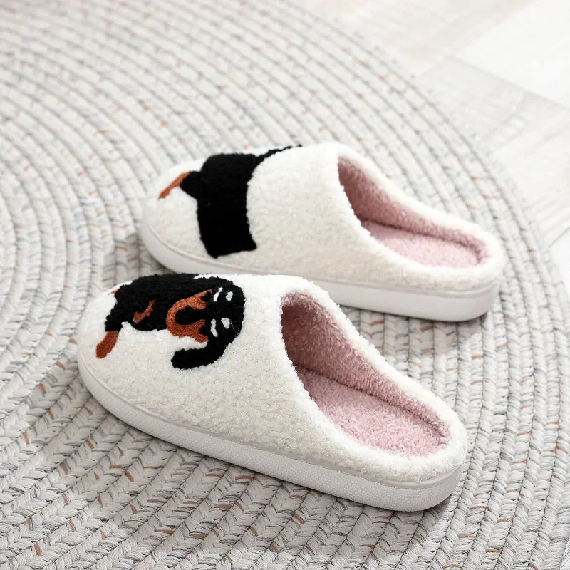 Women Warm Plush Home Cotton Slippers Women Winter Fur Cartoon Cute Indor Home Shoes Couples Casual Plush Comfortable Slippers