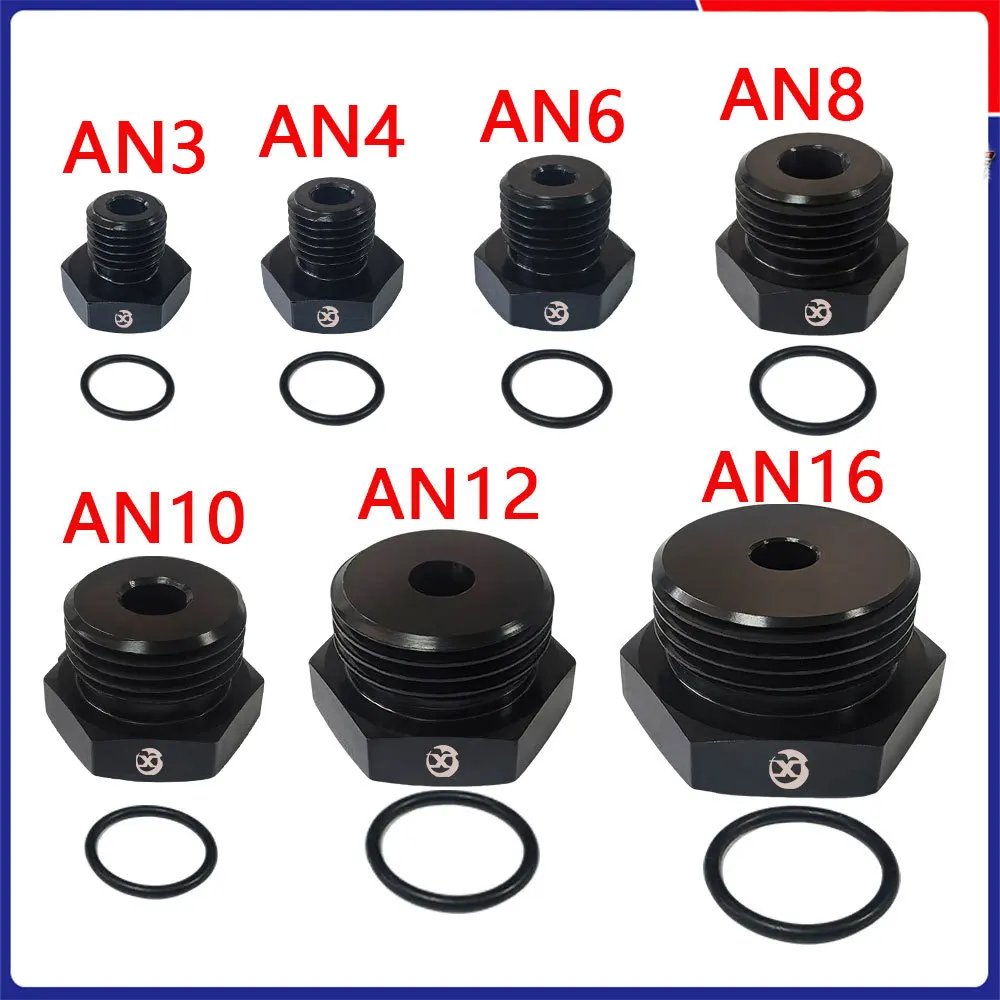 AN3 AN4 AN6 AN8 AN10 AN12 AN16 ORB Port Plug, Aluminum Hex Head Block Off Fitting with O-Ring, Auto Modification Fuel Tank Fuel