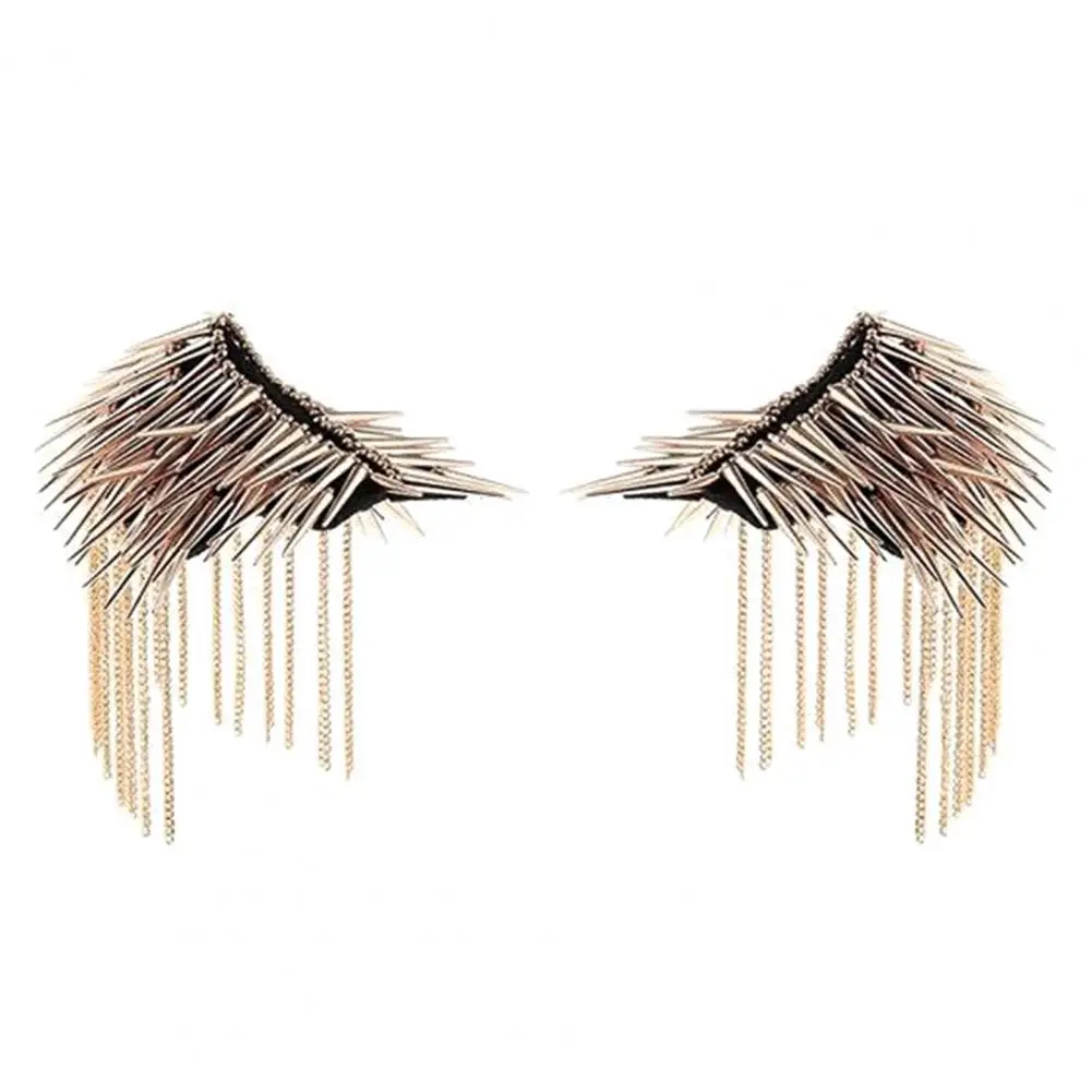 Punk Epaulettes Glittering Epaulettes Spiky Shoulder Epaulettes Tassel Chains Punk Vintage Epaulet Badges Metal for Jackets