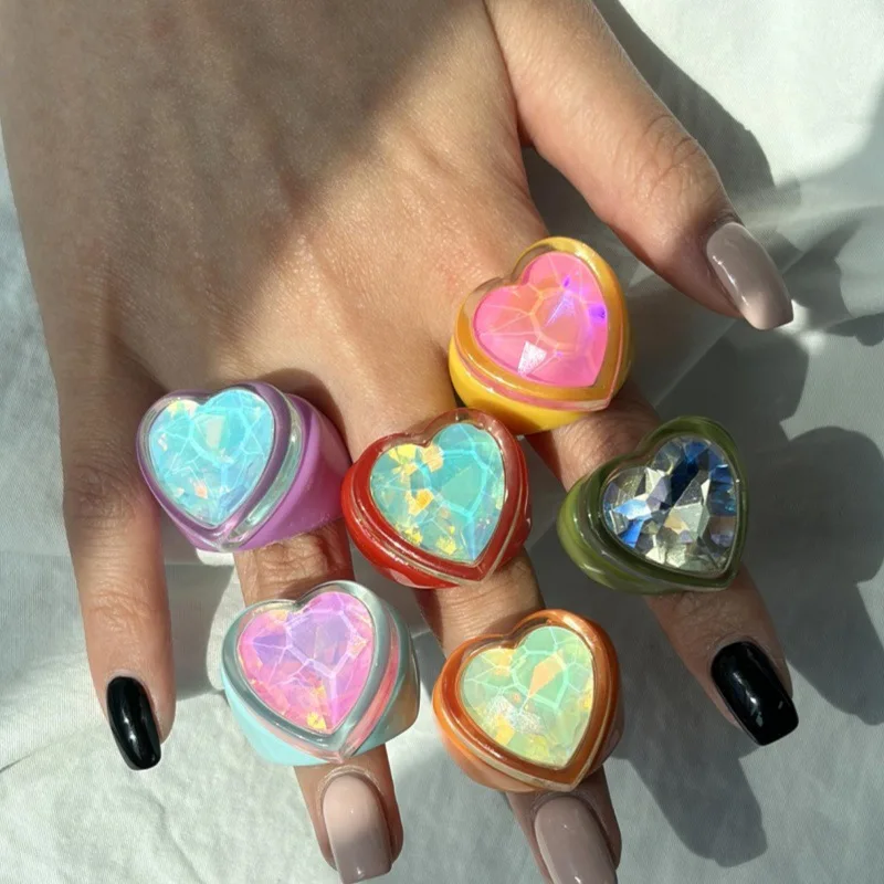 Colored rhinestone resin rings