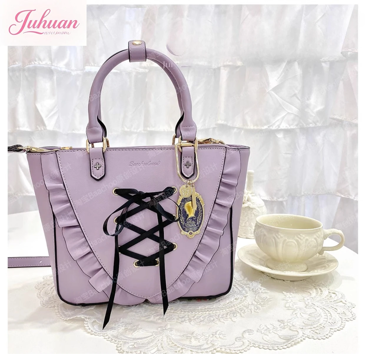 اليابانية لوليتا الحلو حقيبة ساعي تكدرت الشريط فتاة الكتف طعام صغير أنيق رائعة الألم حقيبة يد التنقل اليومي