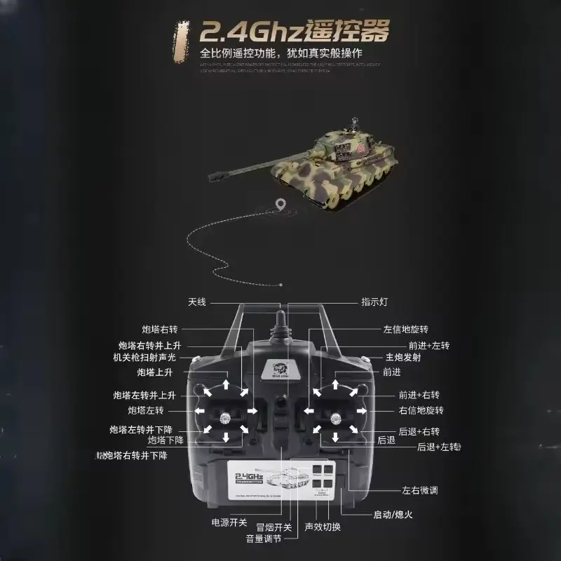 รถถังเฮงหลง 3888a รุ่นเยอรมันไทเกอร์คิง เฮนเชล โลหะ บังคับวิทยุ ยิงกระสุน 2.4g ของเล่นบังคับวิทยุอเนกประสงค์ ของสะสม ของเล่น ของขวัญ