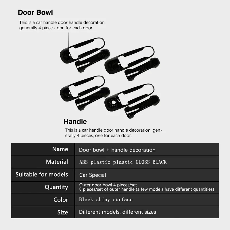 for Dodge Ram Pickup 1500 2500 3500 2002 2003 2004 2005 2006 2007 2008 Gloss Black Door Handle Cover Stickers Car Accessories