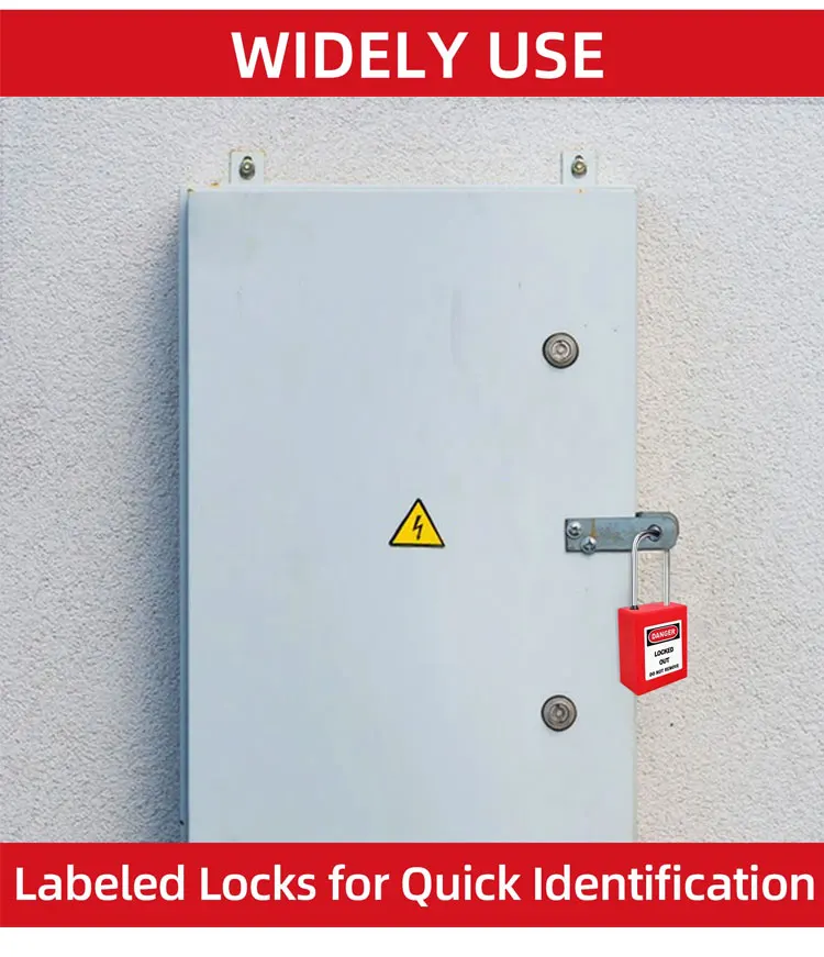 5 Stück Lockout/Tagout-Stahl-Vorhängeschlösser für Industrie und Sicherheit in Rot, Gelb, Grün, Schwarz, Blau, Mini-Vorhängeschloss mit 2 Schlüsseln – Detail 4