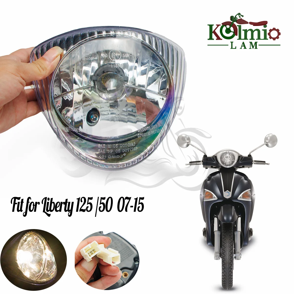 Fit For 2007 - 2015 PIAGGIO Liberty 125 50 Motorcycle Headlight Headlamp 125cc 50cc 2T 3V 4T Front Head Light 2008 2009 2010