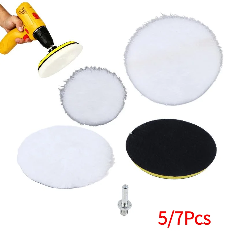 5/7Pcs 3/4/5/6/7 Inches Soft And Reusable Polishing Pads Car Buffing Wool Wheel Mop Kits For Car Polisher Drill Accessories‘