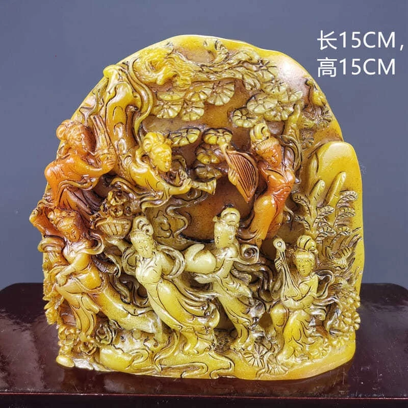 

Традиционная китайская антикварная резная фигурка феи из камня, рельеф, фэн-шуй, декор для дома, настольные украшения, современные изделия ручной работы