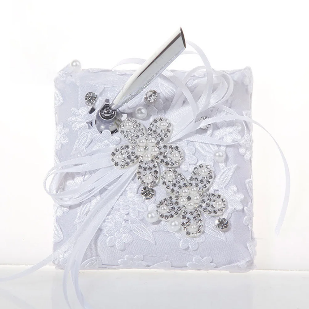 

Wedding Pen Stand Crystal Flower Elegant Decoration Safe Use Engagement Party Supplies Ribbon Pen Stand