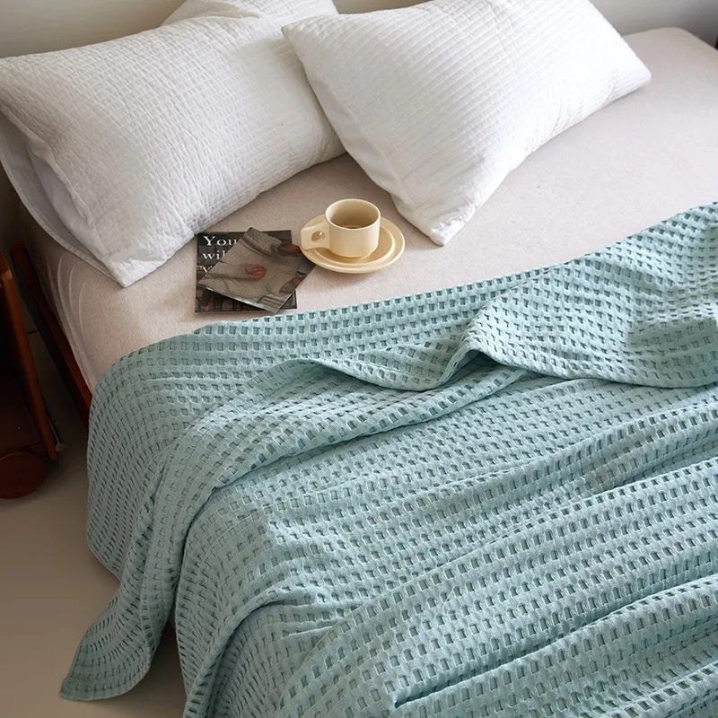 2026 New Pure Cotton Waffle Blanket Summer Quilt Soft Cozy And Breathable For Bedroom Dorm BedSpread150x200cm 200x230cm