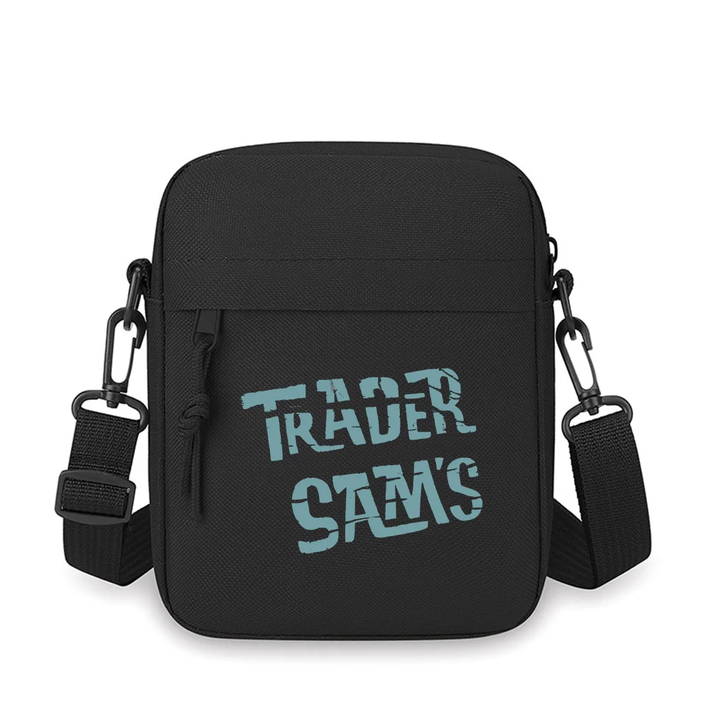 Trader Sam's text logo design Men Crossbody Bag Single Shoulder Women Cartoon Anime Film Printing Design Unisex