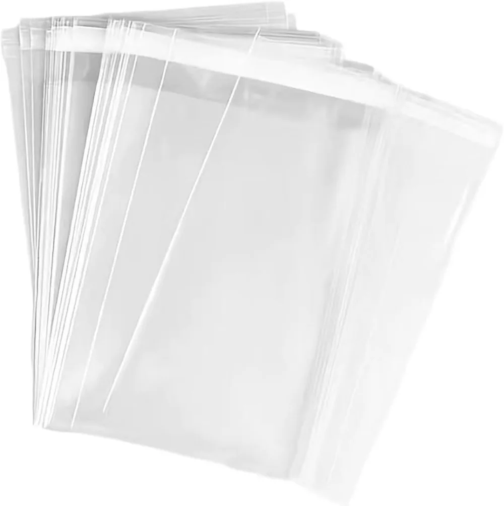 100 Stück (9 x 12 Zoll) durchsichtige Plastiktüten zum Verpacken, Kleidung und T-Shirts, starke Verpackung, selbstklebende Zellophanbeutel