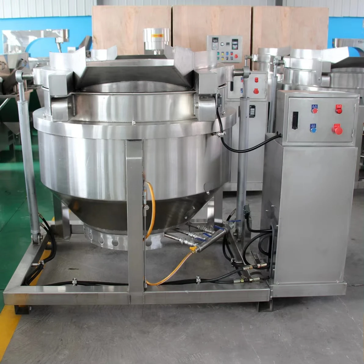 Double Layer Industrial Large Electric/Steam Meat Cooking Pot Jacket Kettle with Tilt Basket