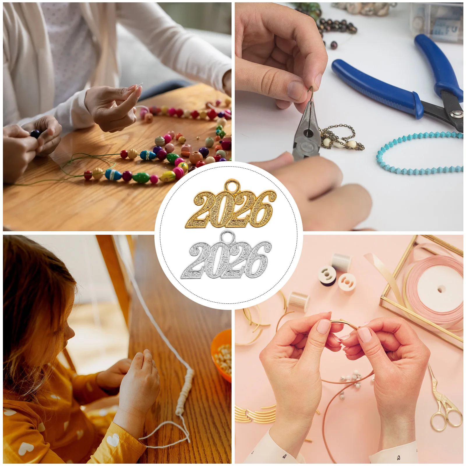 

20Pcs 2026 Year Number Pendant Class of 2026 Jewelry Charm Alloy Necklace Bracelet Accessories for DIY Crafts Graduation