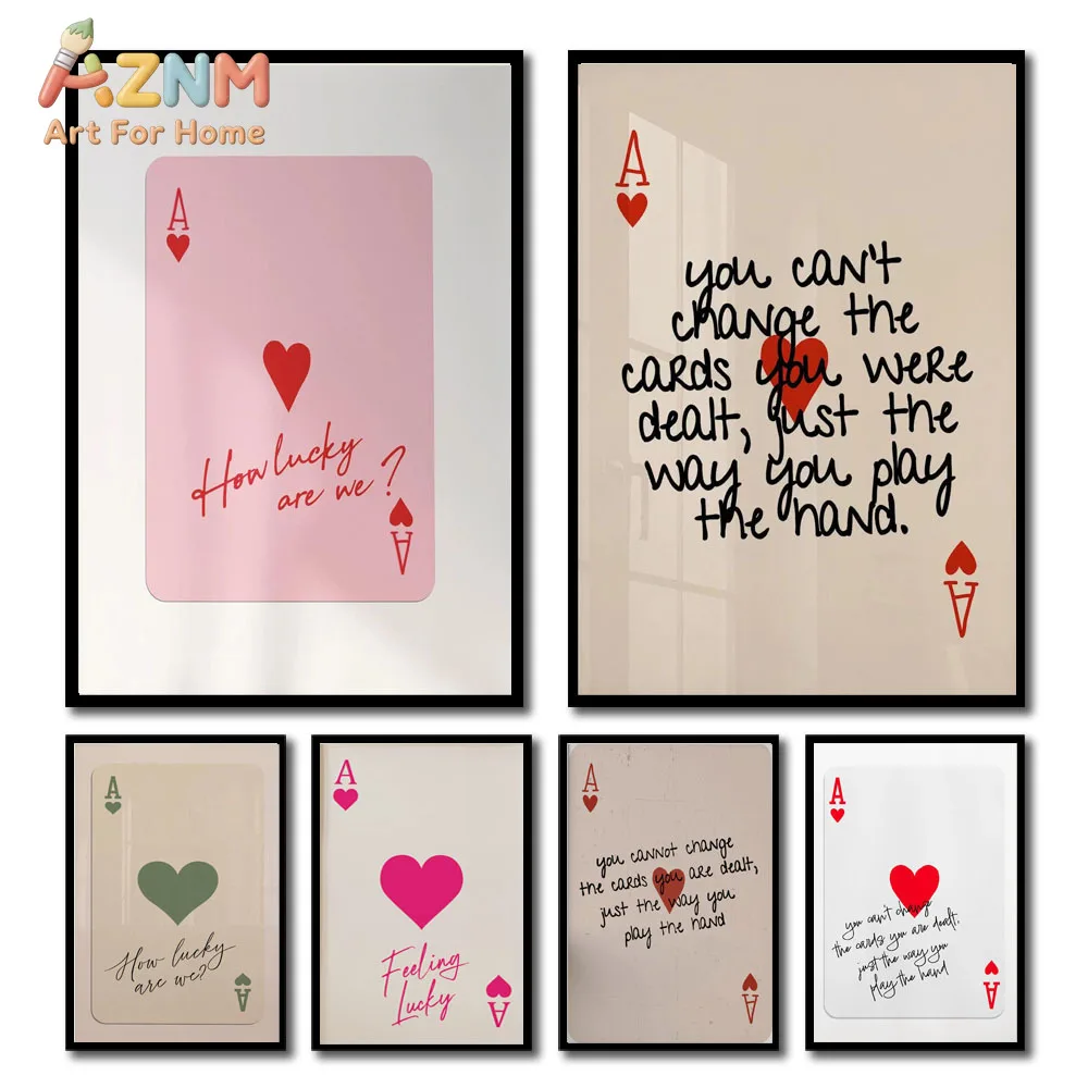 1pcs Ace Card Positive Sayings Print Fashion Canvas Wall Art Canvas Print Aesthetic Decor Vintage Bedroom Cute Poster Wall Art