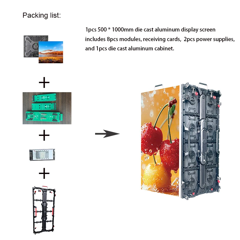 500x1000mm die cast aluminum cabinet plug and play hard connection P2.6 P2.9 P3.9 rental video wall for indoor concert stages image 3
