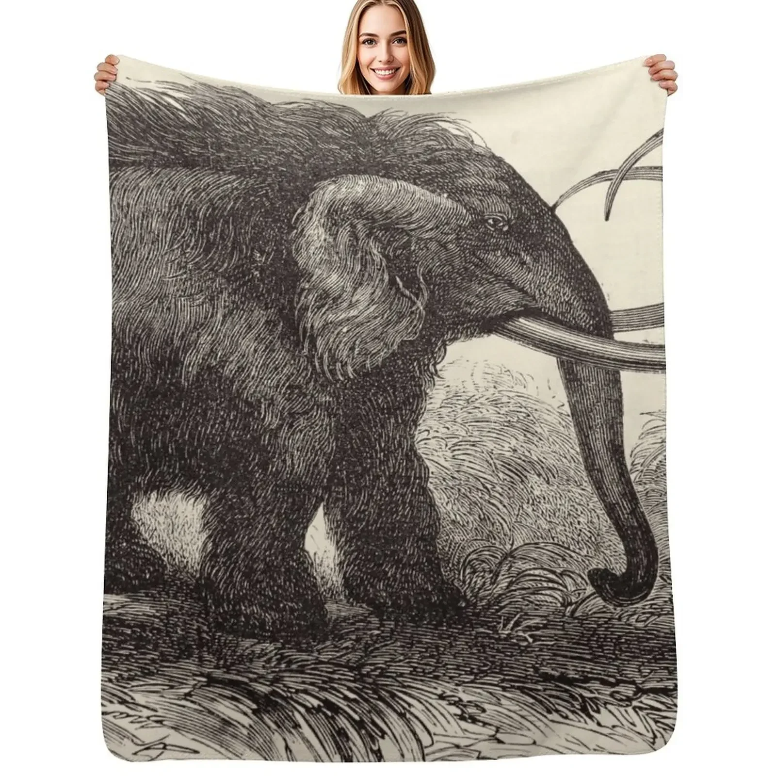 

Jean Gauchard - Woolly Mammoth engraving Throw Blanket funny gift Blankets For Baby Blankets For Bed Soft Plaid Blanket
