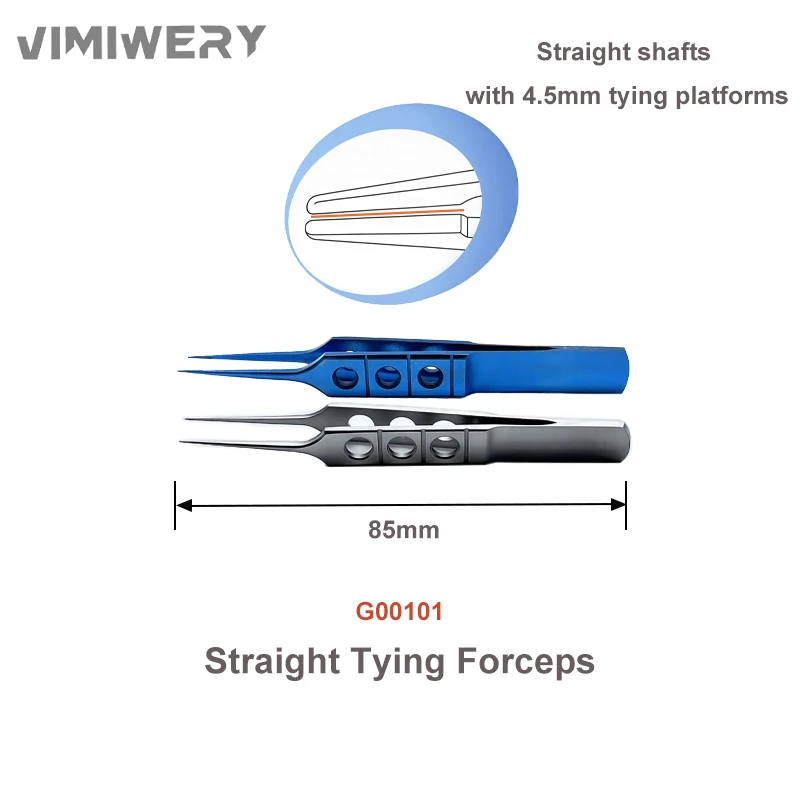 Pinça de plataforma de amarração de eixo reto, instrumento cirúrgico oftálmico de liga de titânio de aço inoxidável