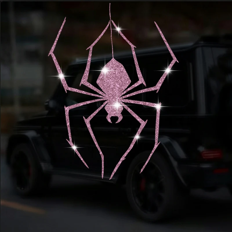 Shiny Spider Stickers, Halloween Decorations, Sparkling Glitter Decals, Wall Sticker, Doors Sticker, Car Sticker