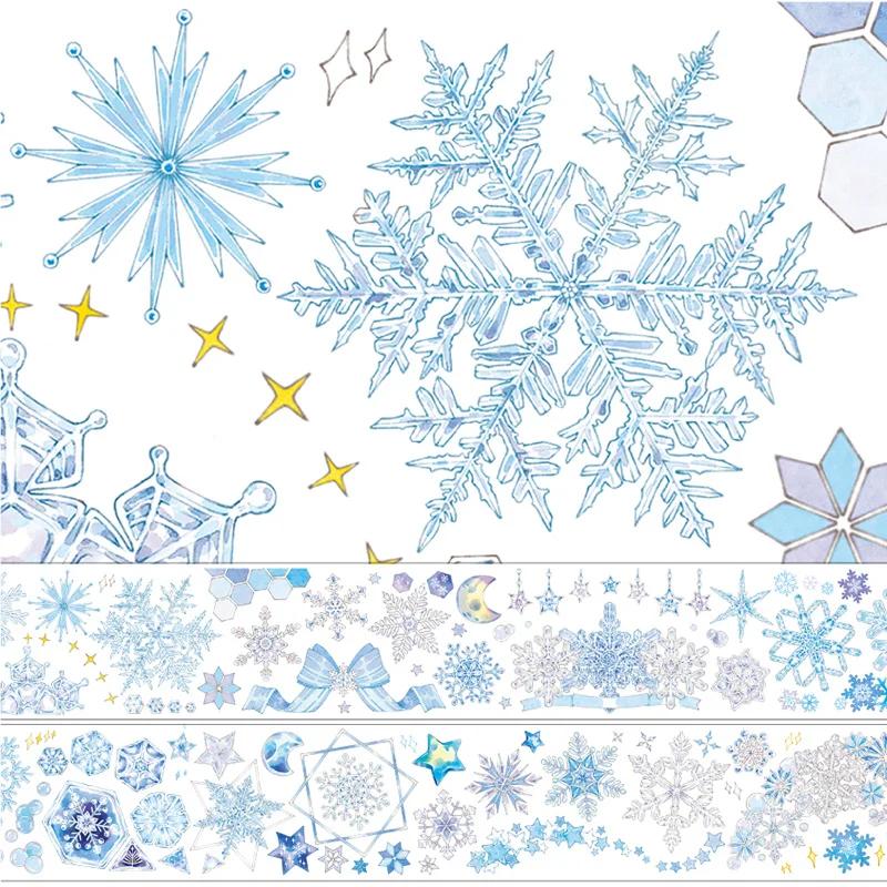 Blue Snowflake PET Washi Tape Decorative Sticker Winter Landscape