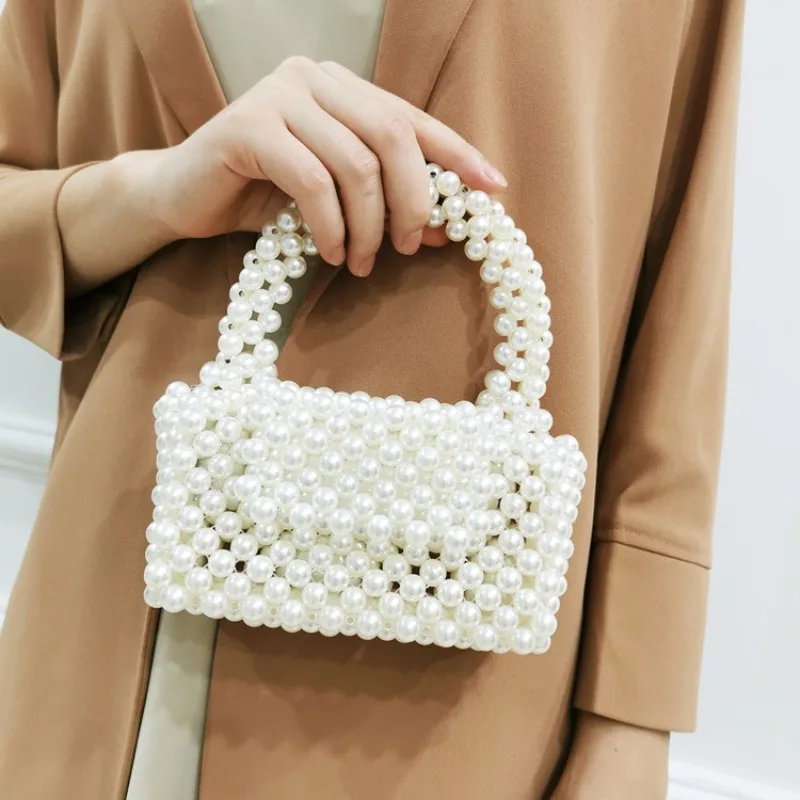 

Customized New Handmade Beaded Woven Pearl Flap Handheld Pillow Women's Bag Minimalist Casual Party Versatile Ladies Handbag