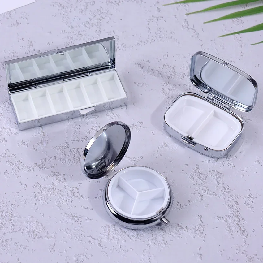 1PC Portable Travel Essential Pill Splitters Pill Case Container For Medicines Organizer Metal Pill Box