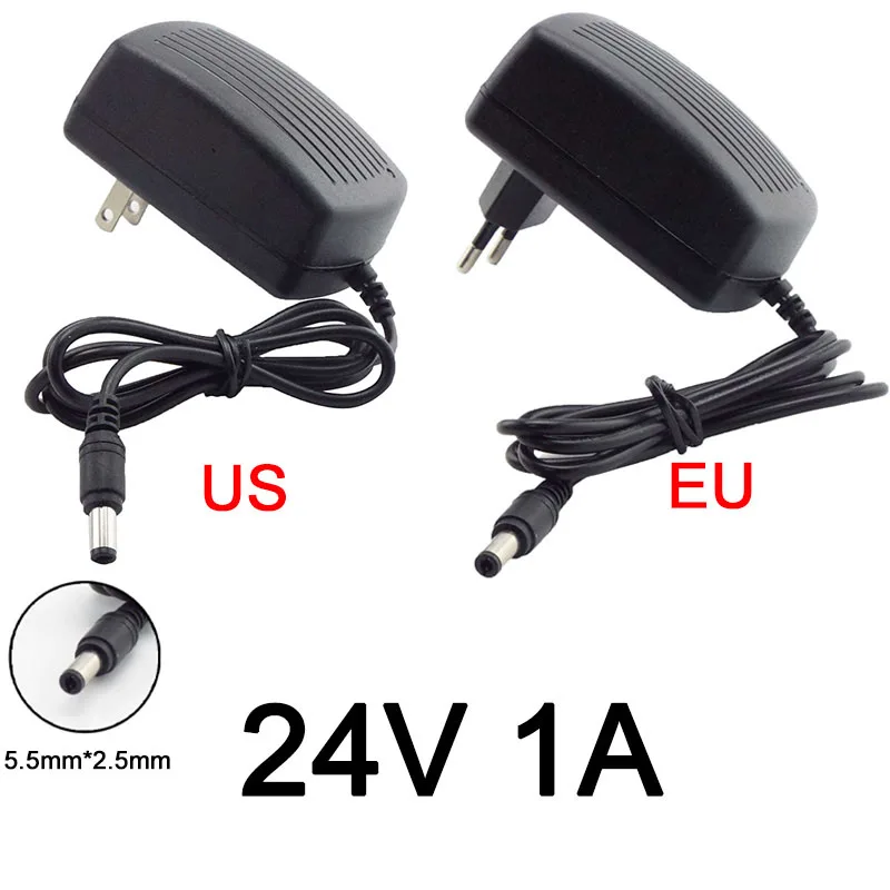 Pengisi daya adaptor catu daya 24volt Universal, pengisi daya pengubah catu daya 24V 1A 1000ma AC 110V 220V ke DC 24V 1A