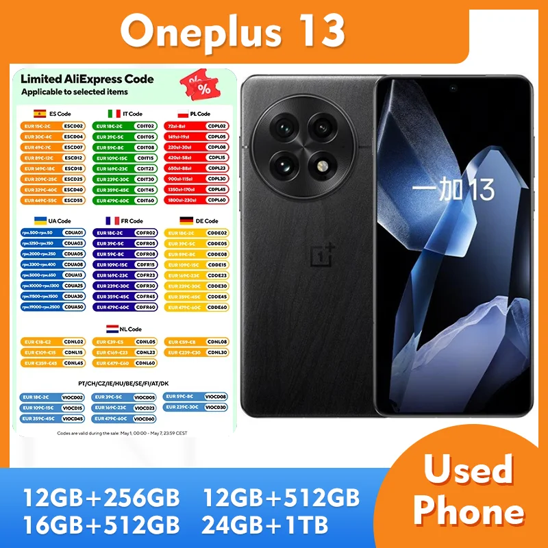 Оригинальный смартфон OnePlus 13 5G, разблокированный, 16 ГБ ОЗУ, 512 ГБ ПЗУ, Android, б/у мобильный телефон