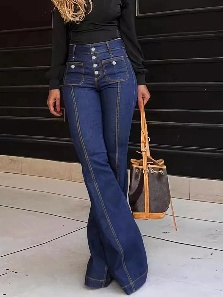 

Джинсы женские Y2K с высокой талией, приталенные, расклешенные, в европейско-американском стиле, весенние, удлиненные