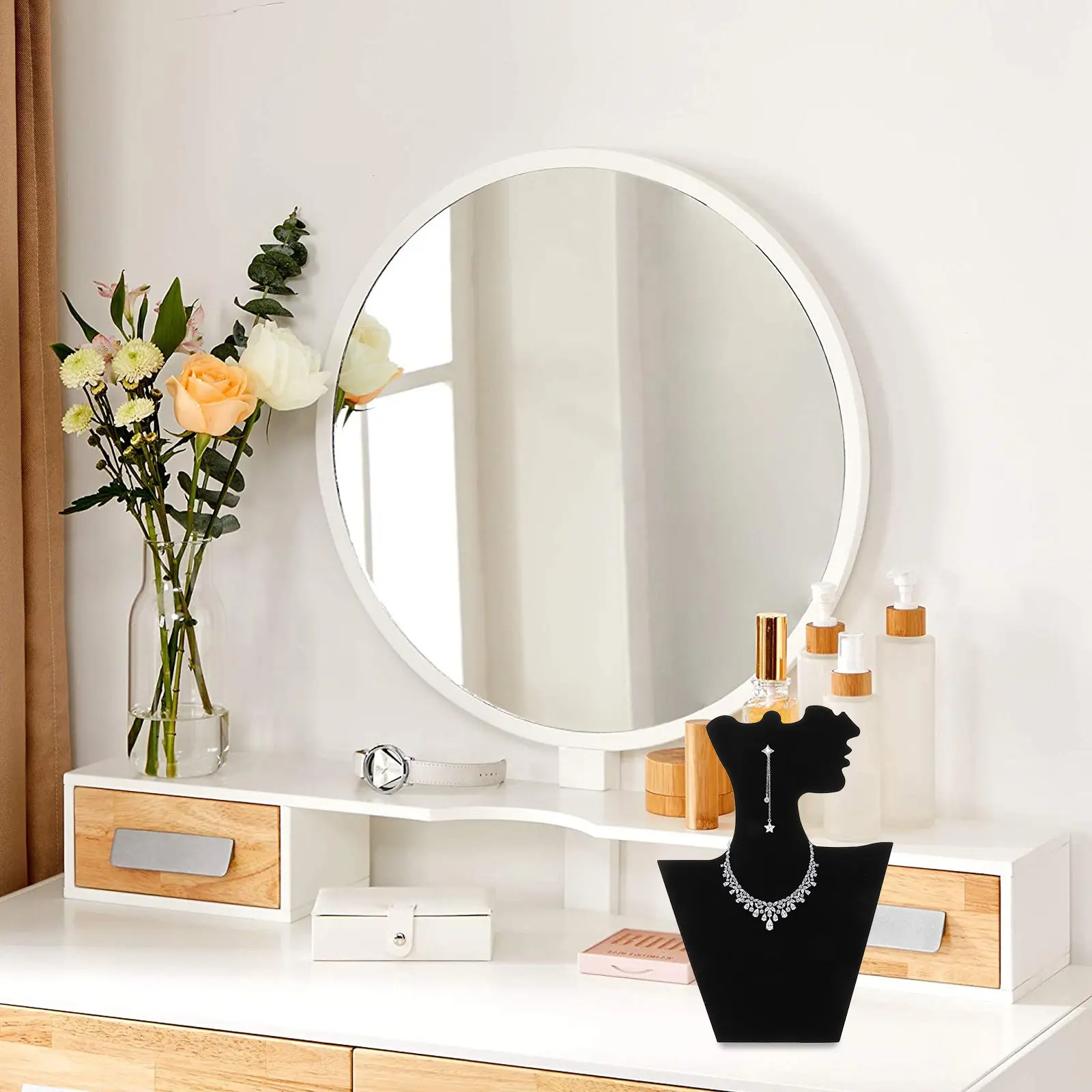 Bust Jewelry Display Stand for Necklaces Pendants Earrings Organizing Storage Home Boutique Retail Showcase Luxury Stable Wide