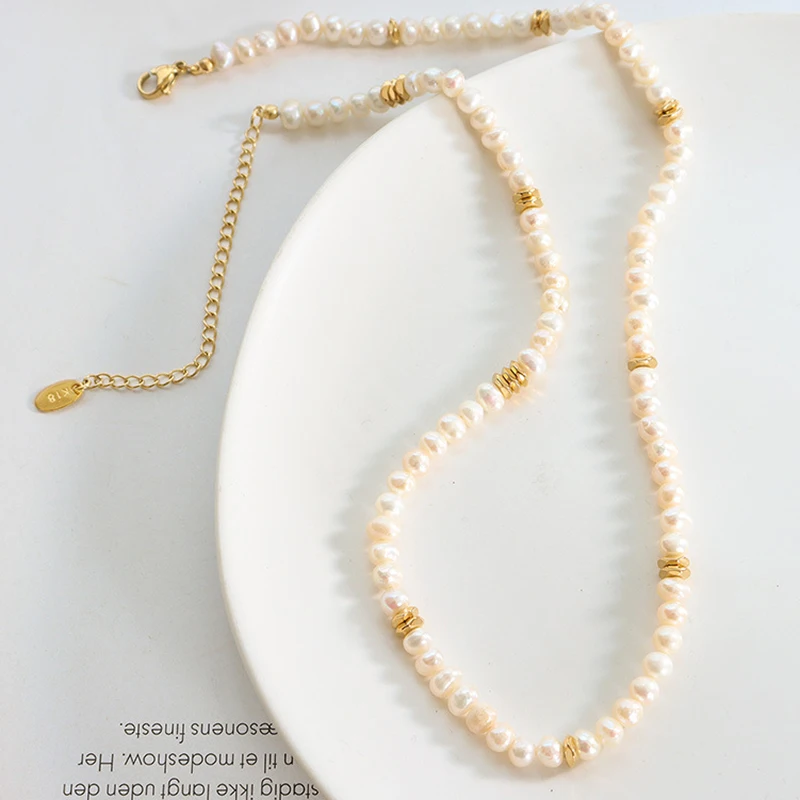 ​2023 New Romantic Baroque Natural Freshwater Pearl Beaded Necklaces for Women Waterproof Fashion Choker Jewelry Gift