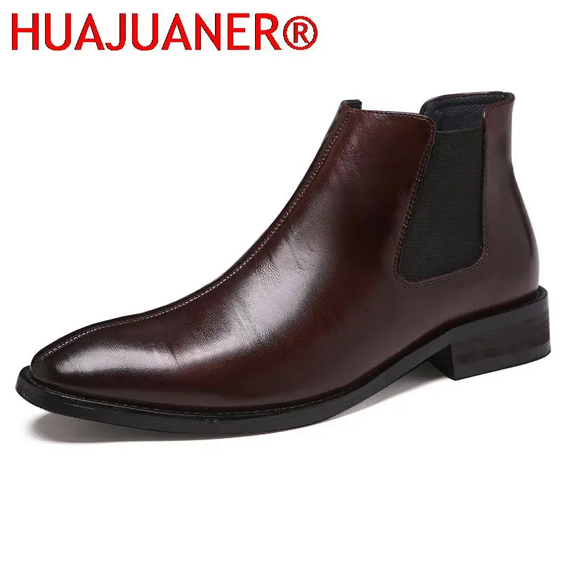 

Men's Classic Retro Leather Chelsea Boots Men Fashion Ankle Boot Mens Casual British Style Short Boots High-Top Shoes