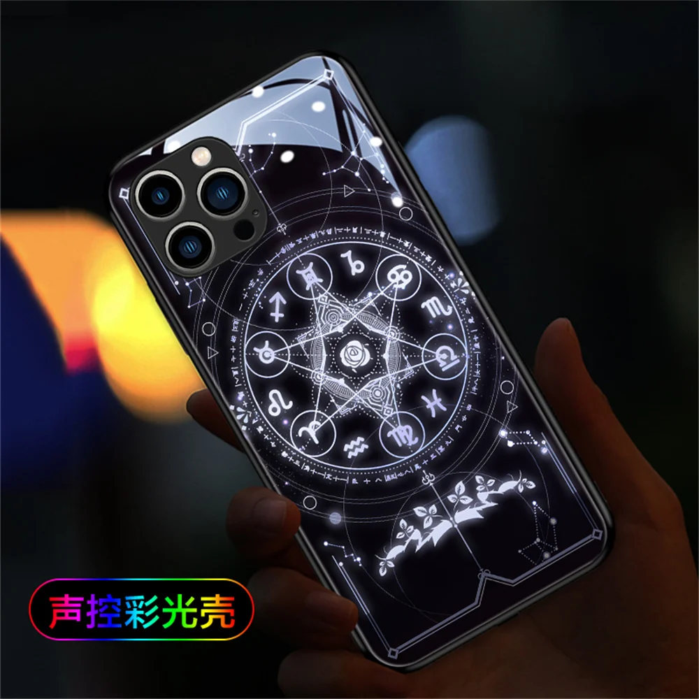 Tarot Card Love LED Light Glow Luminous Phone Case Voice Controlled Shells For iPhone 16 15 14 13 12 11 Pro Max X XR XS Plus SE