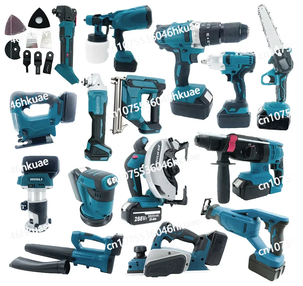 combination power tool set,brushless cordless electric drill and electric impact drill,including sturdy protective case
